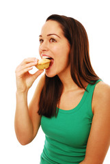 Woman eating pie