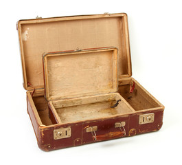 Two old suitcases for travel