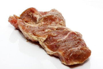 fresh boneless pork isolated on white background