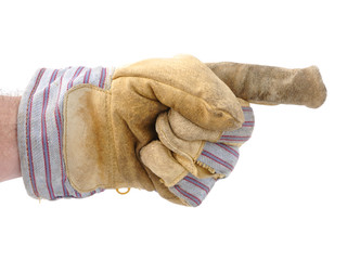 Worker's Hand Pointing to the Right