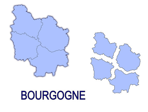 carte région bourgogne France départements contour