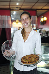 small business: proud female owner of a cafe