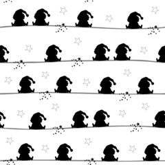 Seamless Pattern Santa Black/White