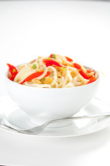 spaghetti bowl with garlic and pepper