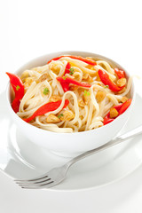 spaghetti bowl with garlic and pepper