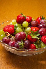 Fresh strawberries and grapes