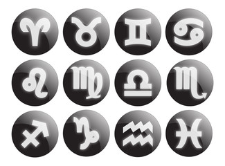 Black horoscope symbols