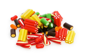 Colourful sweets isolated on the white background