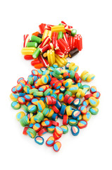 Colourful sweets isolated on the white background