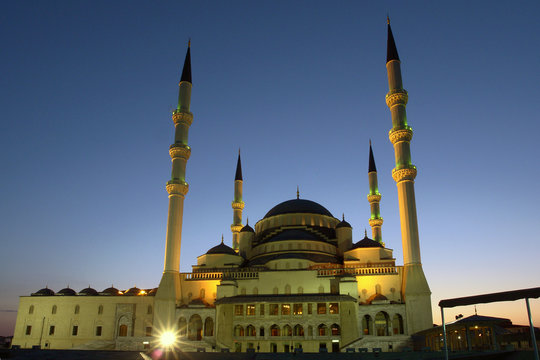 Kocatepe Mosque in Ankara, the capital city of Turkey - Evening