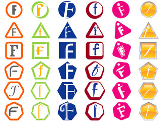 Letter F Icons Badges and Tags