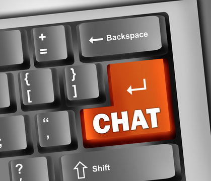 Keyboard Illustration with "Chat" Button