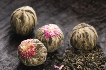 Green chinese tea balls