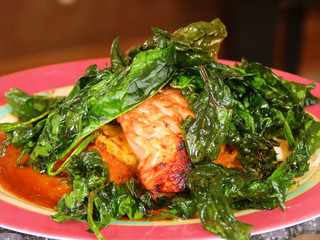 Braised Salmon with Spinach