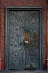 Old retro bronze door