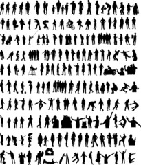More than 200 silhouettes of people - obrazy, fototapety, plakaty