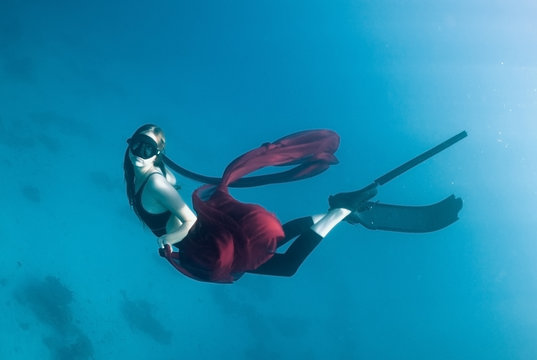 mermaid, young women underwater