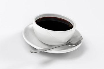 Close up of a cup of coffee including a spoon