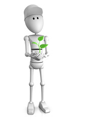 3d figur mit pflanze