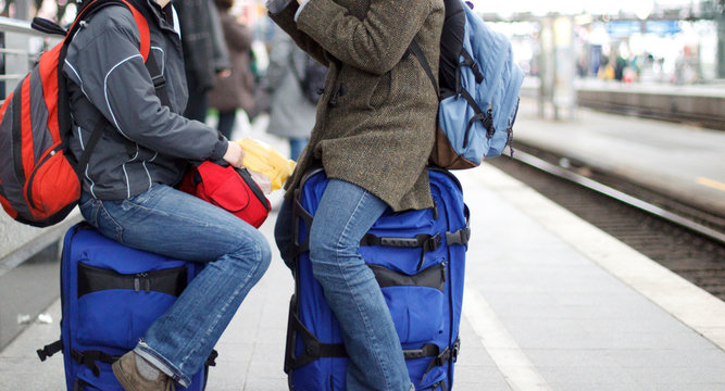 Passengers waiting at train station