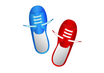 Red and blue shoes