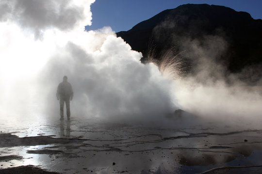 Man at El Tatio geysers