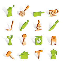Kitchen and household tools icons - vector icon set