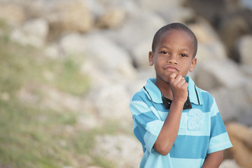 Young African american child pondering