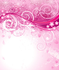 Abstract pink floral background in pink. vector layered.