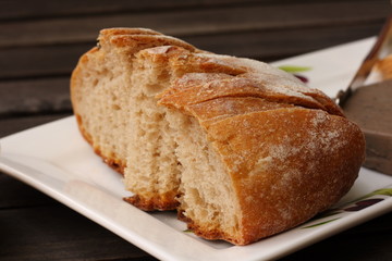 Sliced fresh rye sourdough bread