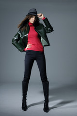 Dynamic image of a beautiful woman shot in studio