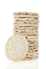 Diet rice cakes pile isolated on white background