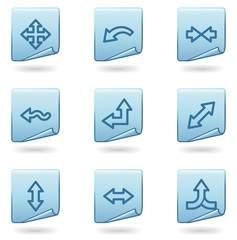 Arrows icons set 2, blue sticker series