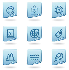 Ecology icons set 3, blue sticker series