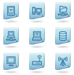 Network icons, blue sticker series