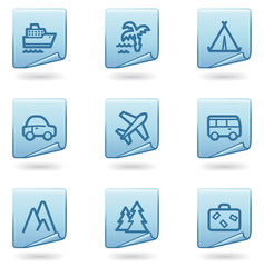 Travel icons set 1, blue sticker series