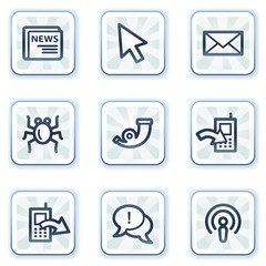 Internet web icons set 2, white square buttons