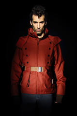 Close up portrait of young serious man