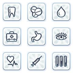 Medicine web icons set 1, white square buttons
