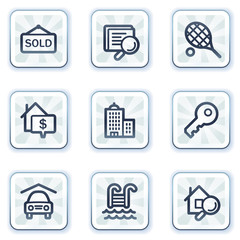 Real estate web icons, white square buttons
