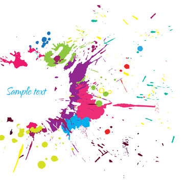 Vector colorful grunge banner with ink splashes