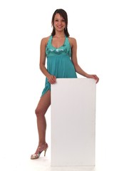 Mädchen mit Werbeschild