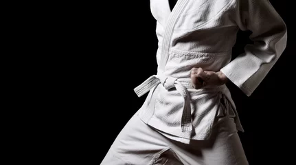 Foto auf Acrylglas Kampfkunst Karateka isoliert auf schwarz