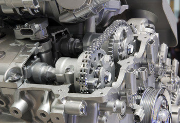 Car engine at the exhibition