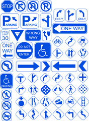 blue traffic signs group