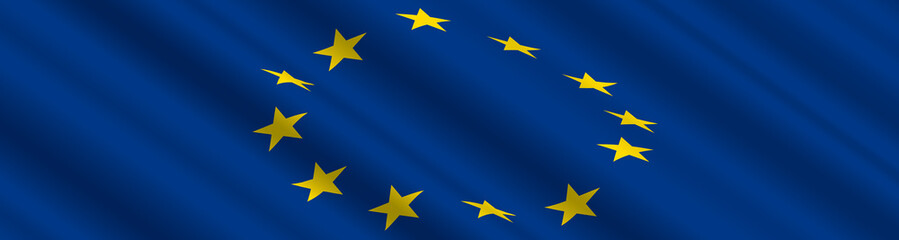 European Union Flag in the Wind - obrazy, fototapety, plakaty