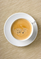 Top view of a delicious cup of coffee