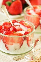 White Yogurt And Strawberries