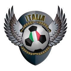 Italy soccer ball with crest over white background