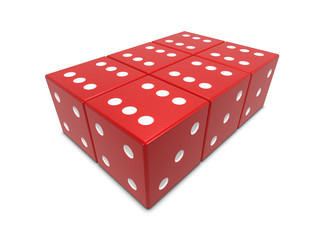 Six red dices